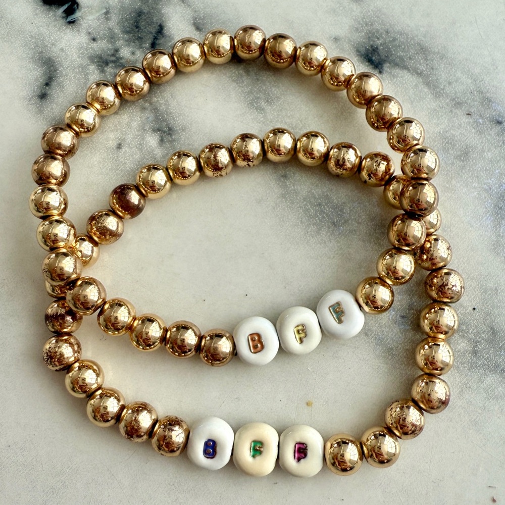 Set of 2! BaubleBar BFF Gold Beaded Pisa Bracelets